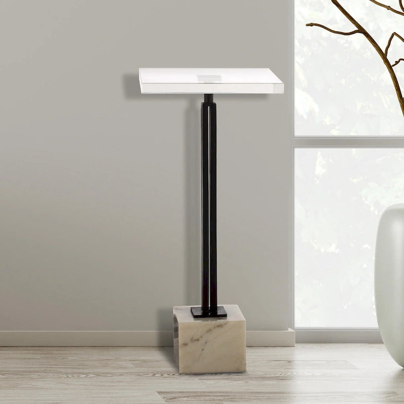 Table d'appoint contemporaine en marbre noir sur pied