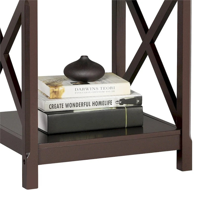 Table d'appoint de chevet en bois de café X Design avec étagère de rangement