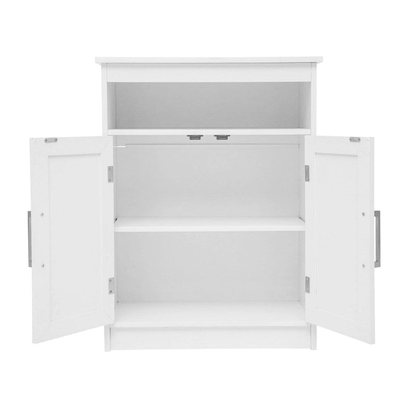 Meuble de rangement de salle de bain moderne avec portes à fermeture magnétique et étagères